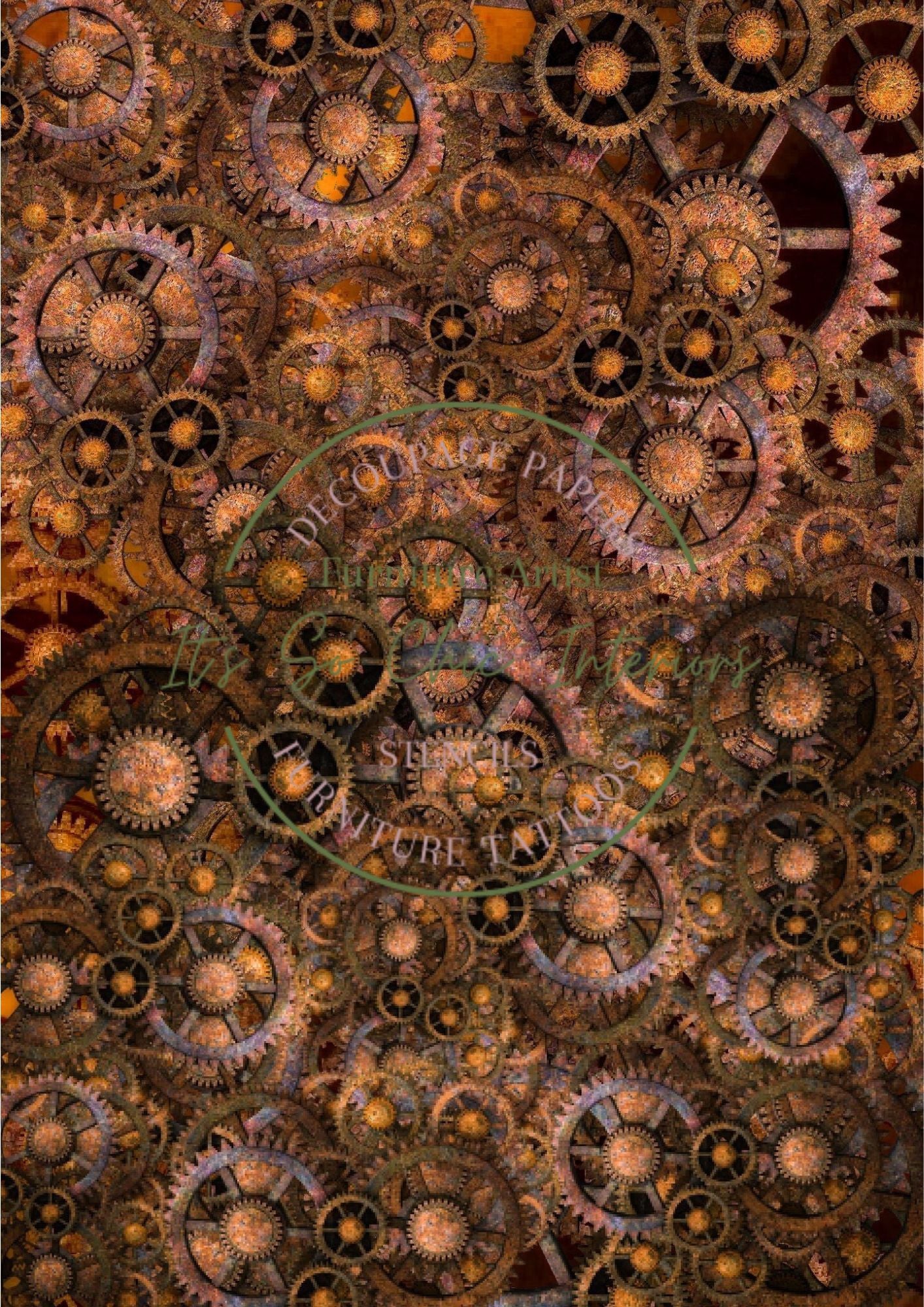 A4 Rusty Steampunk Mulberry Decoupage Paper