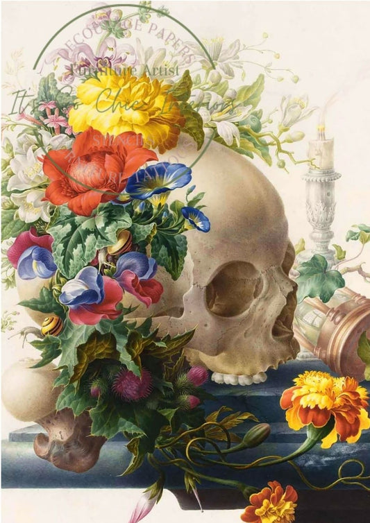 A1 Flowers Skull and Candle