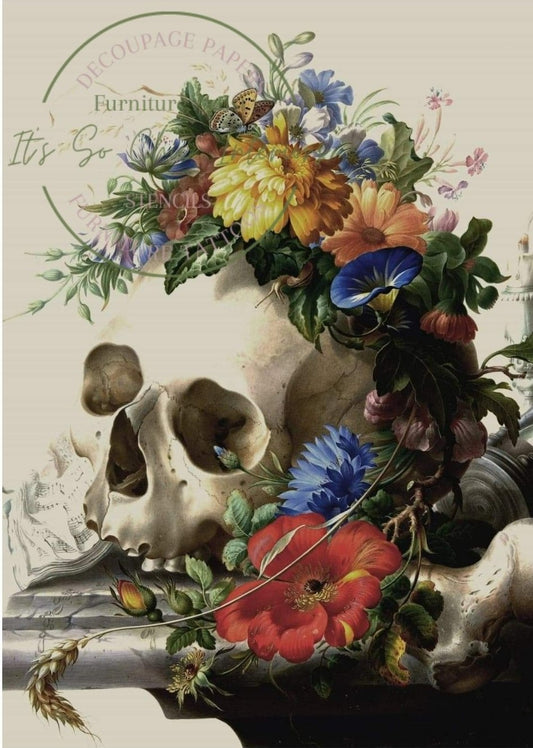 A1 Skull and Flowers