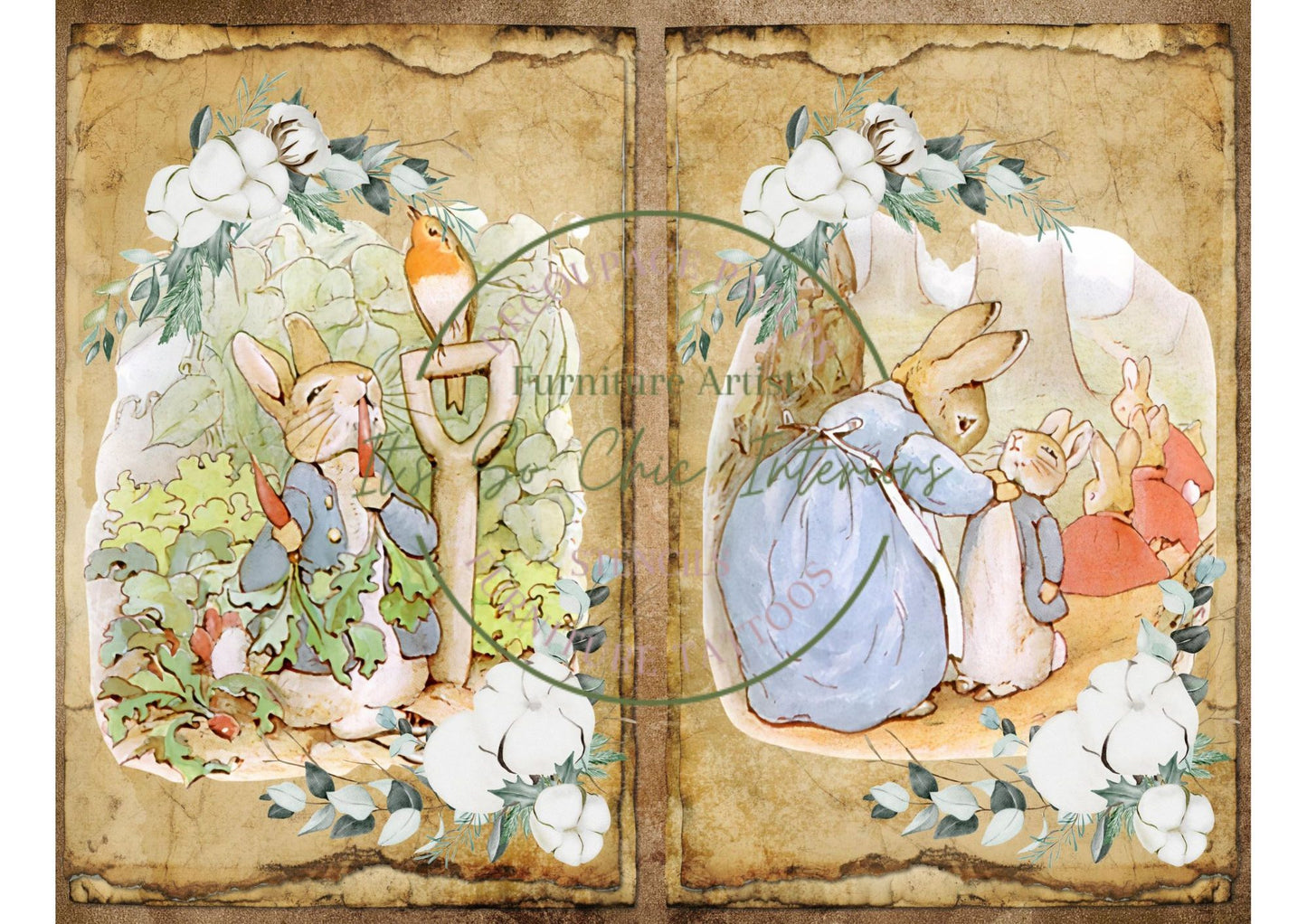 A4 Peter Rabbit Mulberry Decoupage Paper (3 different designs in the pack)