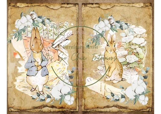 A4 Peter Rabbit Mulberry Decoupage Paper (3 different designs in the pack)