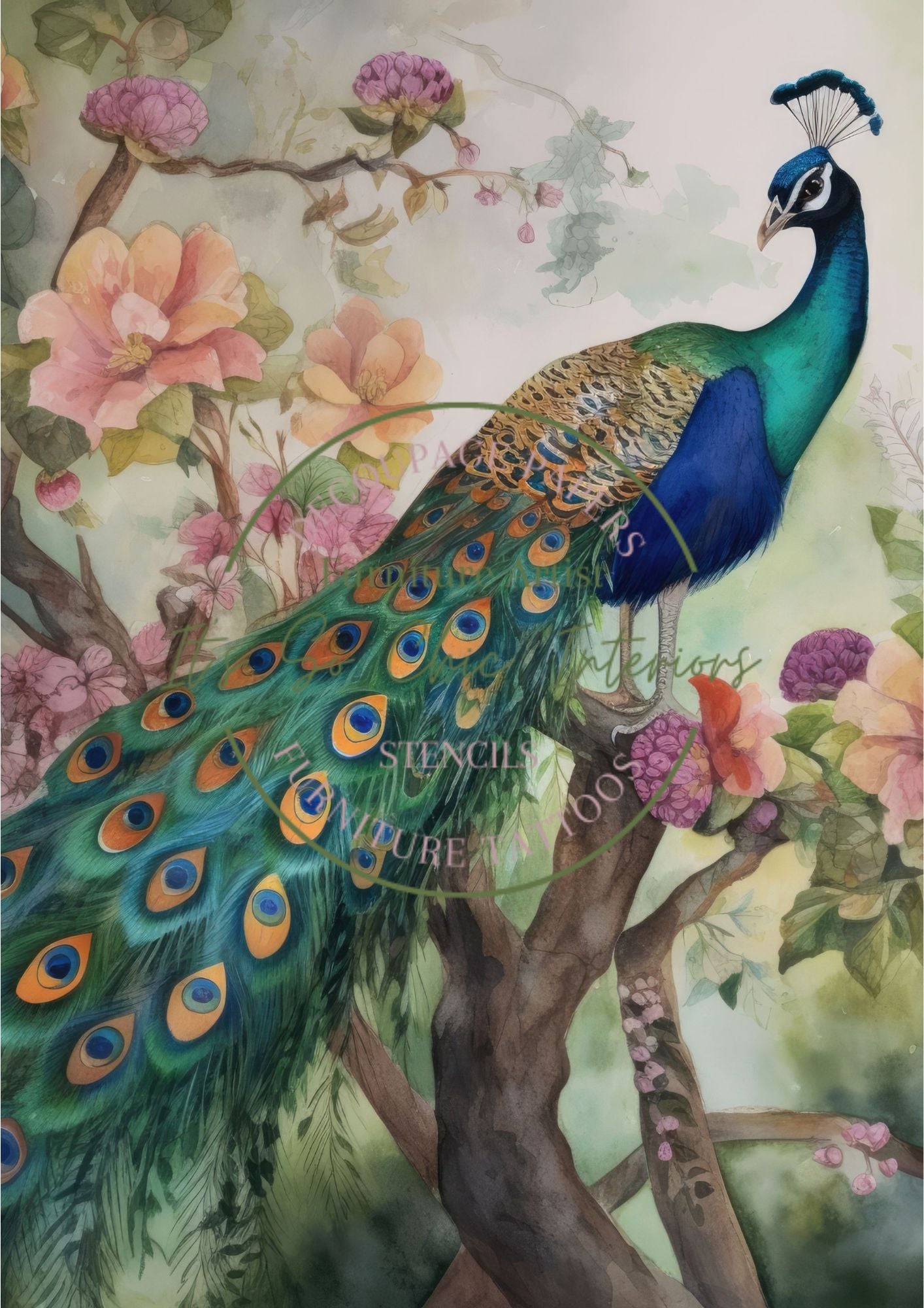 A4 Watercolour Magnificent Peacock
