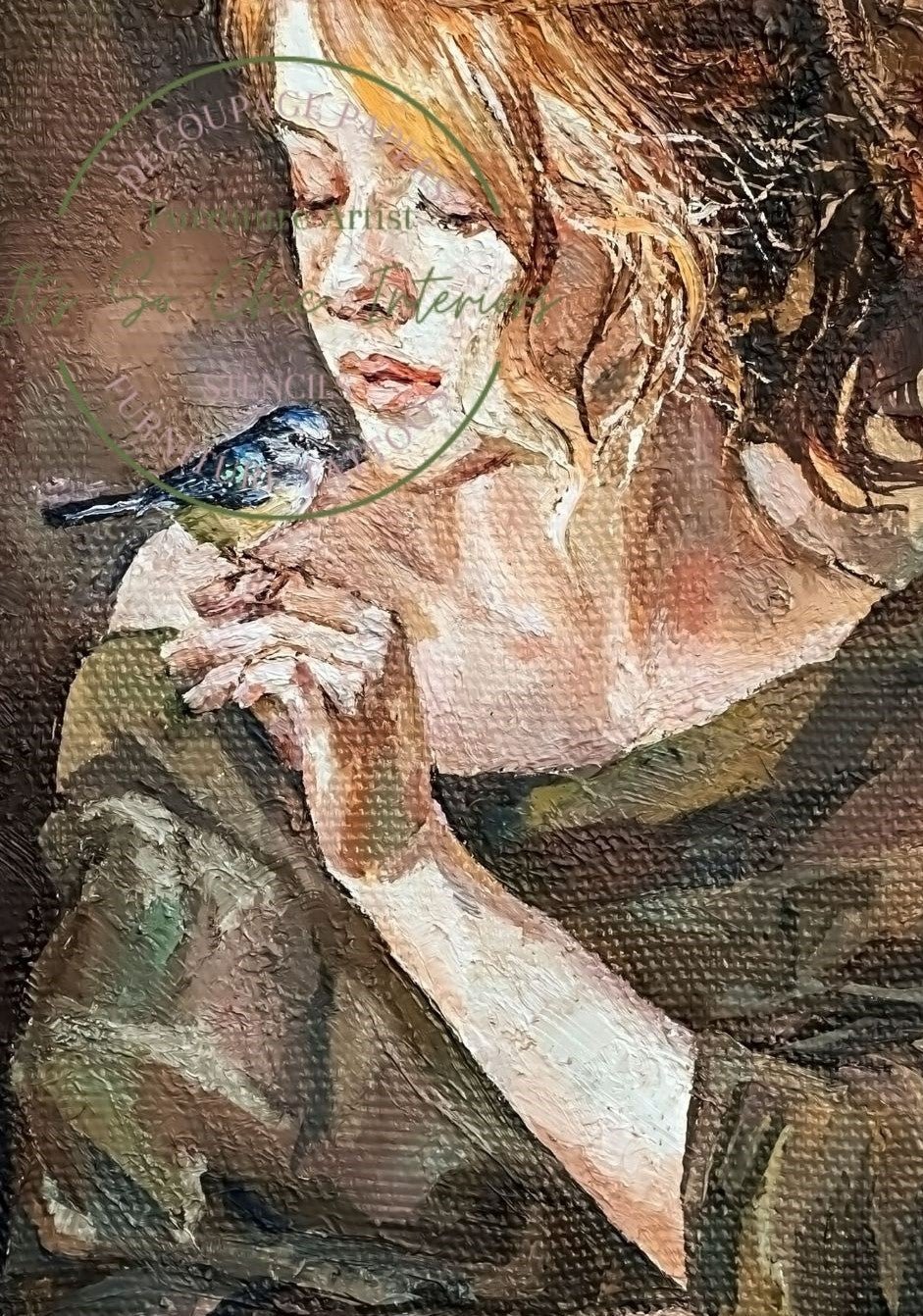 A2 Girl with Bird Oil Painting