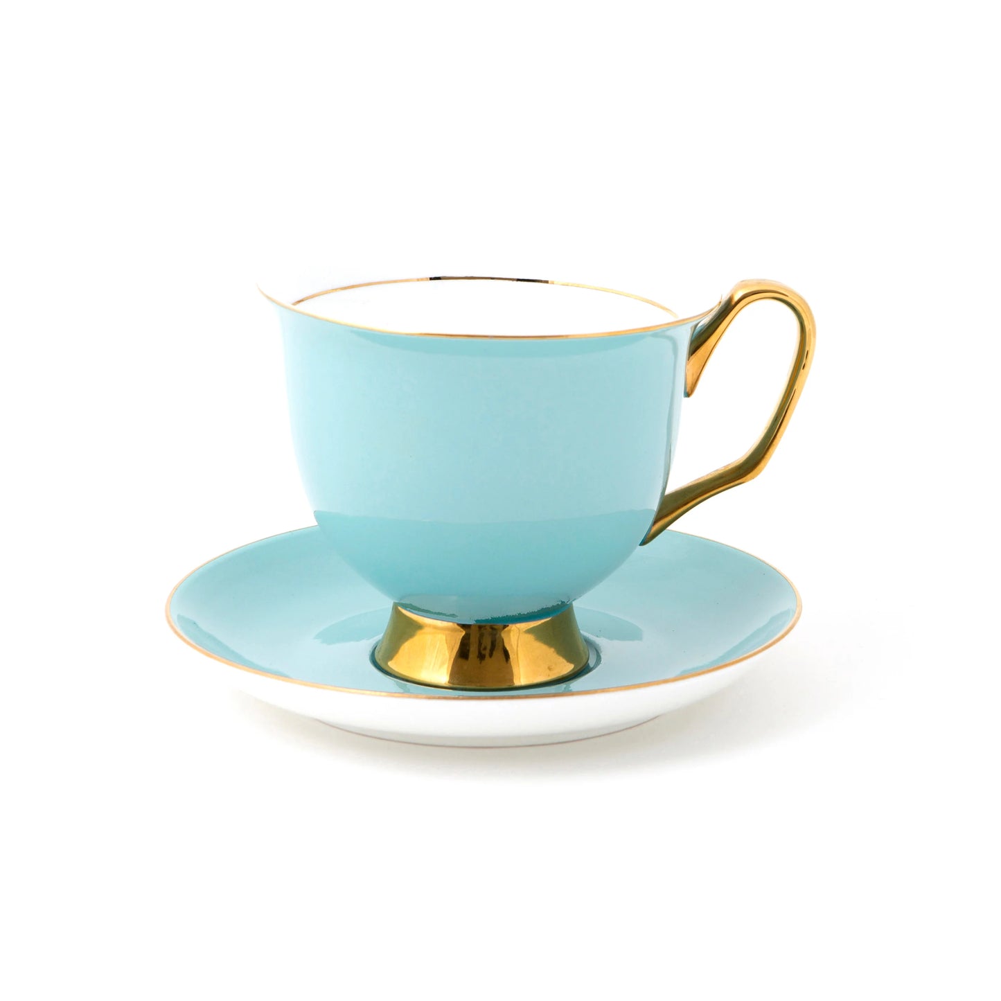Breakfast at Tiffany's can be an everyday indulgence with this divine duck-egg blue china tea cup and saucer set. You'll feel like a movie star, sipping your favourite tea from this elegant set, hand painted on new fine china. Kiln fired five times for a diamond-strong finish, this is a tea cup that you'll love to use for years to come. While it appears delicate, this tea cup is designed for everyday use and is strong enough to last generations.
