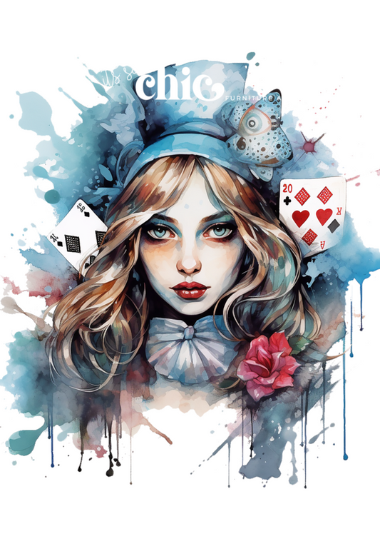 Watercolour Alice in Wonderland House of Cards