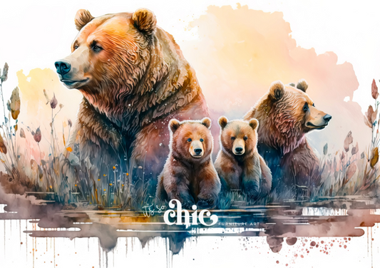 Watercolour Family of Bears