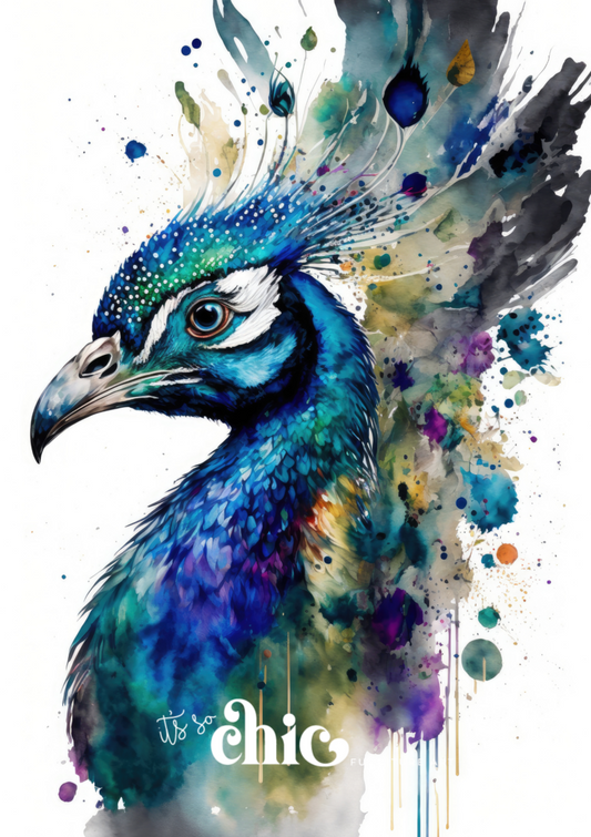 Watercolour Peacock Right